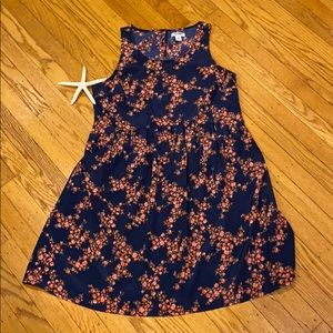 Navy blue dress with pink flowers